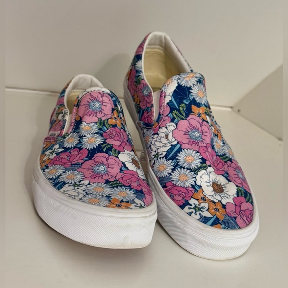 Vans “Of The Wall” Colorful Floral Classic Slip-On Shoes Size:Men’s 10 - Picture 8 of 10